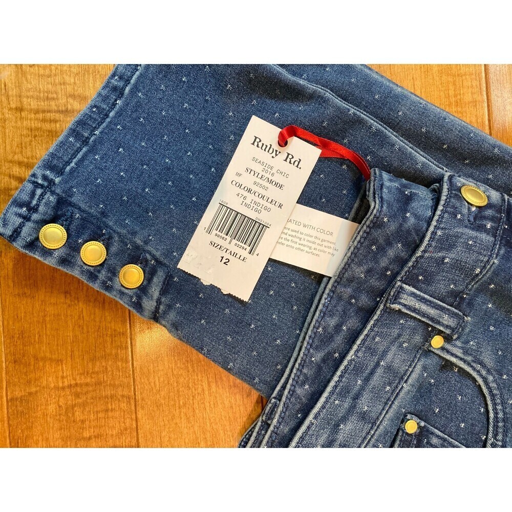 Ruby Rd Mom Jeans With Dot Pattern In Indigo Size 12 UNIQUE FIND